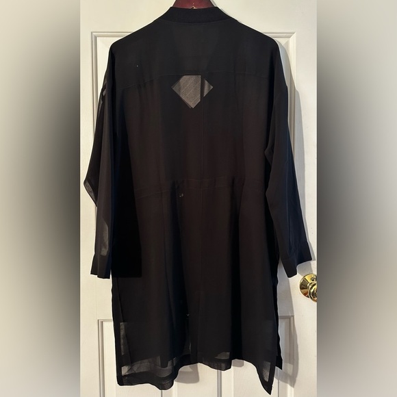 NWT WYNNE LAYERS Medium Black Sheer Long Zippered Tunic Jacket Pocket Hidden Zip - Picture 8 of 16